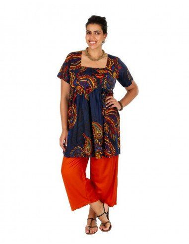 Blouse-Paisley-printed-loose-plus-size blouse