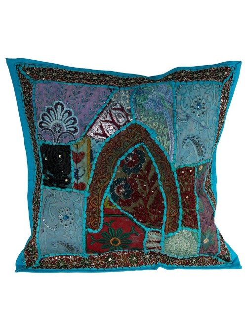 blau bestickter indien kissenbezug