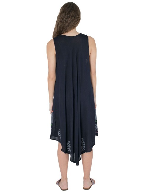 robe-mi-longue-noire-broderie-fleurie-sans manches