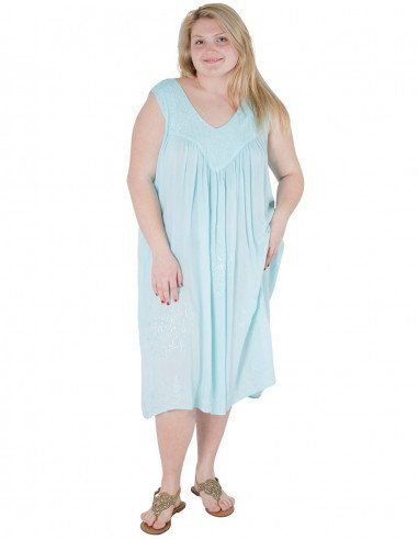 Robe-midi-sans manches-grande-taille-violet-pas cher