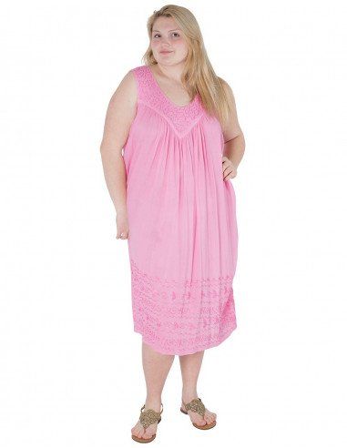 Robe-midi-sans manches-grande-taille-violet-pas cher