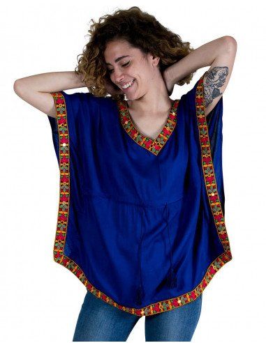 t-shirt-kaftan- summer-woman-hippie-blue